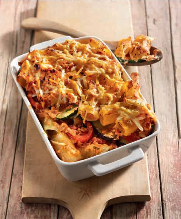 Rigatoni-mit-mediterranem-gemuese-und-hermina-tomatensauce-gratiniert