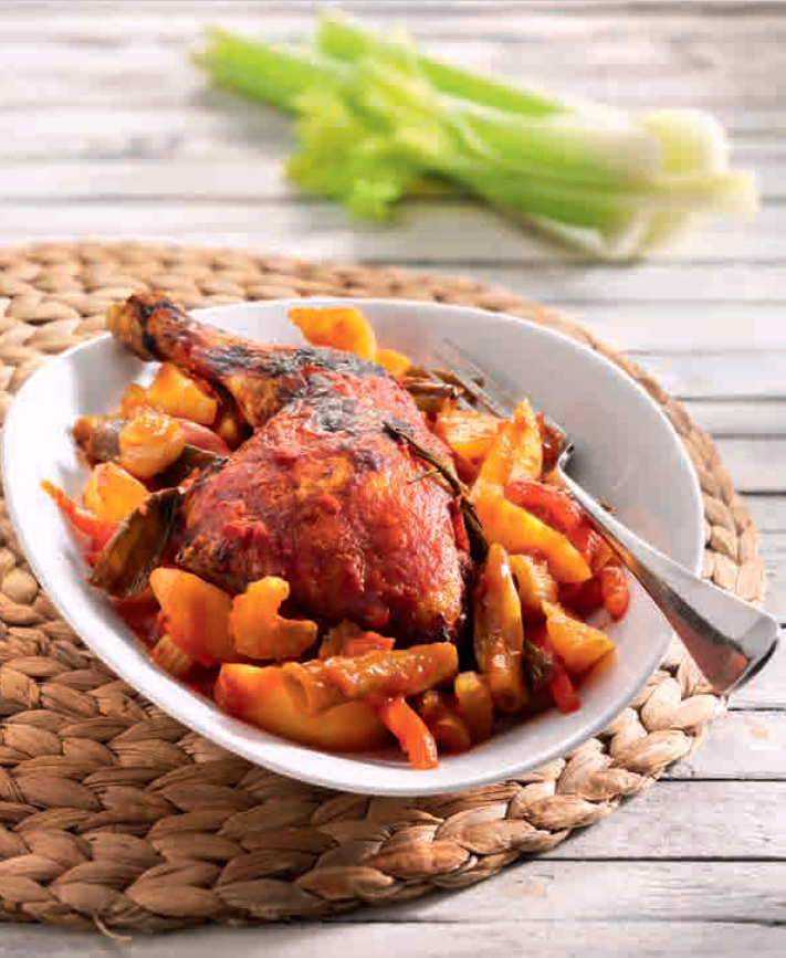 Haehnchenschenkel-im-Backofen-mediterranes-Gemuese-Tomatensauce-Rezept-von-Hermina-Deiana