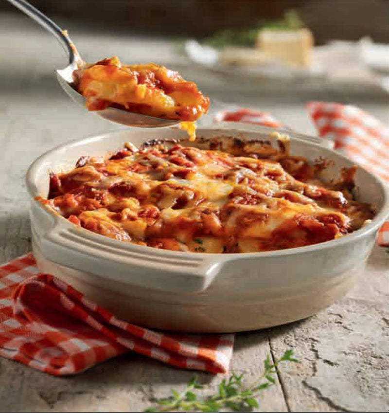 Kartoffelgratin-mit-Taleggio-Käse-und-hermina-tomatensauce